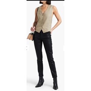 FRAME Le Sylvie Coated High Rise Slim‎ Leg Jeans Edgy Alternative Sexy Black 31